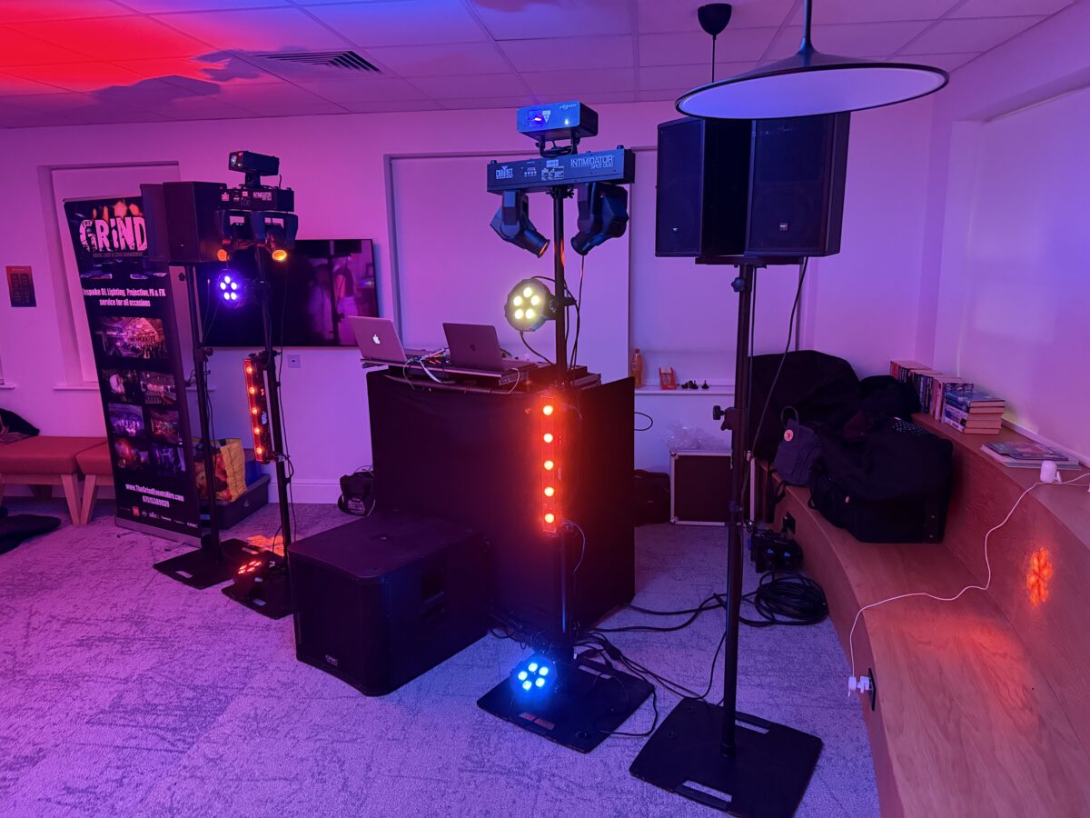 Professional DJ setup with KV2 Audio sound system at Scunthorpe event