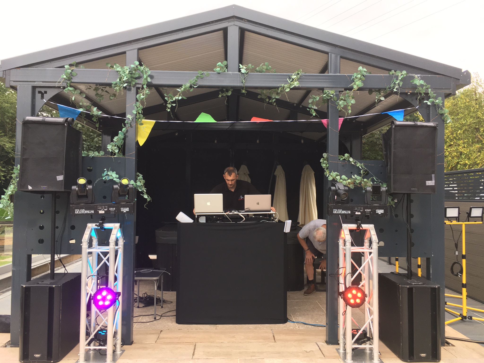 Party DJ setup with LED lighting effects